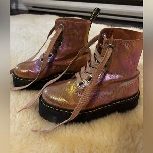 Dr. Martens pink iridescent boot